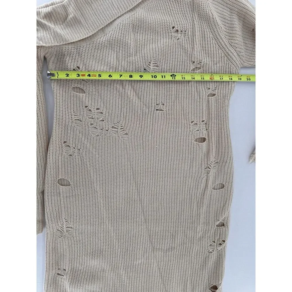 Fashion Nova Sweater Dress Plus Sz 2X One Shoulder Sexy Grunge Distressed Club - Picture 9 of 16